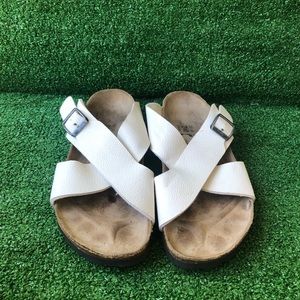 Birkenstock BIRKI’S Sz 37 White Cross Strap Sandals